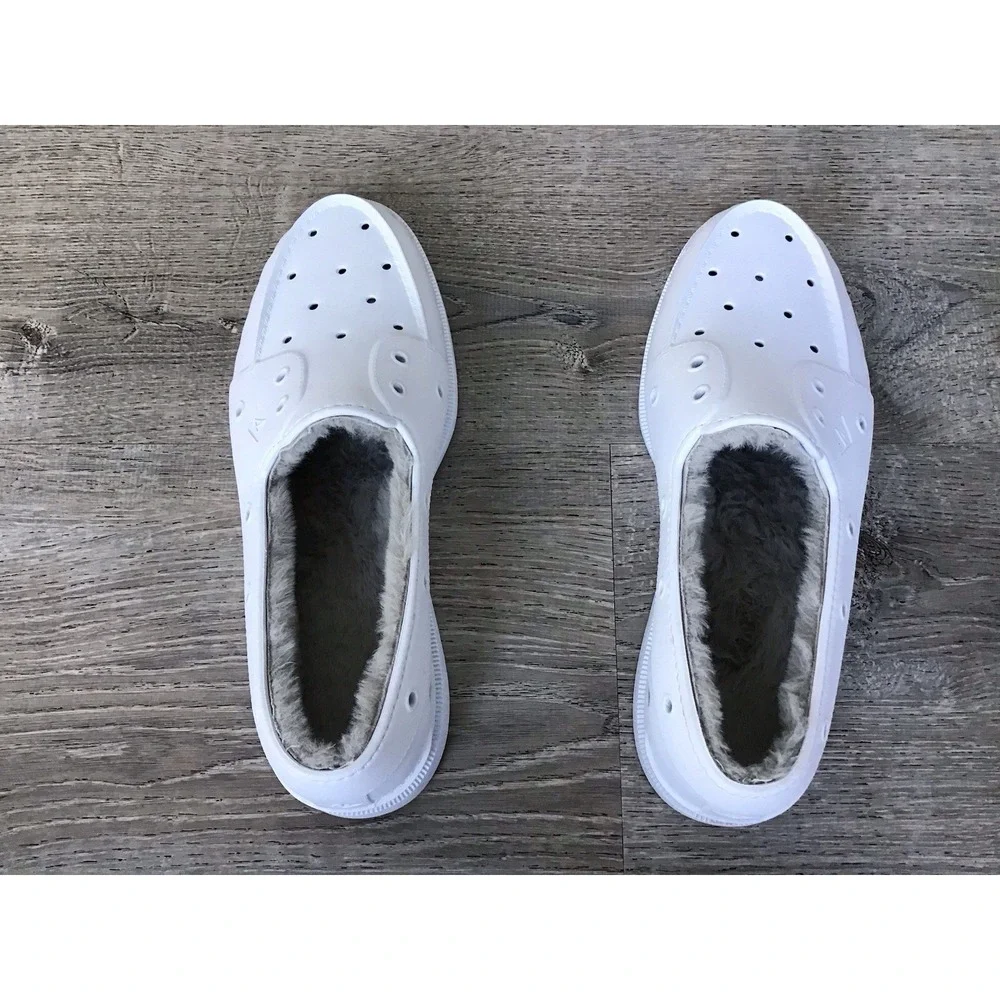 Sperry Boat Shoe Mens 12 White A/O Float Slip On Shearling Faux Fur STS24288